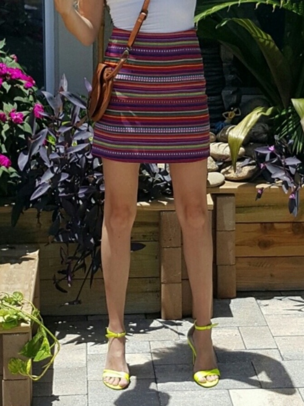 Kaisely Striped Mini Skirt in Purple, Red, Pink and Green